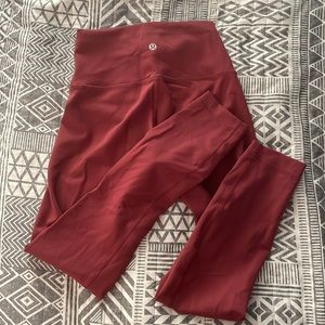 maroon/dark red lululemon leggings